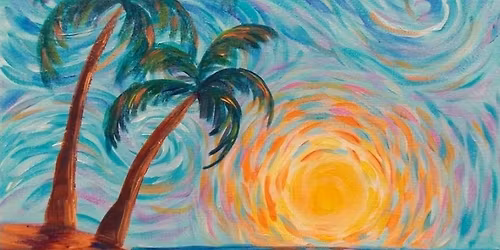 Starry Night Sunset Palm