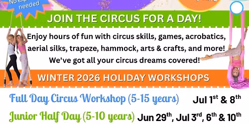 AerialCatz Junior Half Day Holiday Workshop: 29th June