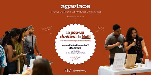 Pop-up de No\u00ebl Chr\u00e9tien - samedi 6 & dimanche 7 d\u00e9cembre | AGAPLACE