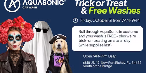 Trick Or Treating at AquaSonic Car Wash - Free Washes!