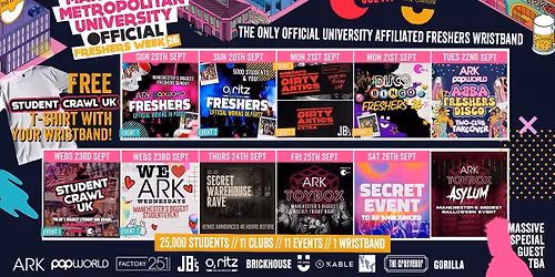 MANCHESTER MET - MMU - OFFICIAL All Access Freshers Wristband 2026 \ud83c\udf9f\ufe0f 