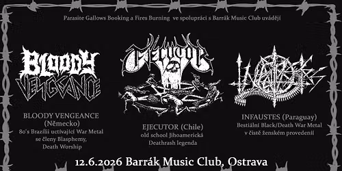 EJECUTOR (Chile) + BLOODY VENGEANCE (N\u011bmecko) + INFAUSTES (Paraguay) @ Barr\u00e1k Music Club