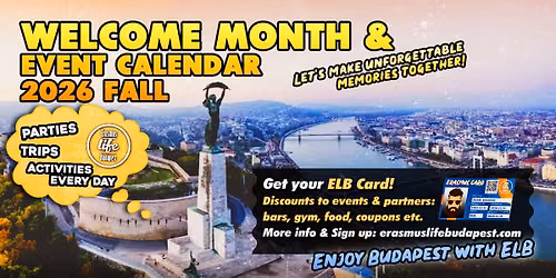 WELCOME MONTH & Event Calendar by Erasmus Life Budapest - 2026 Fall Semester