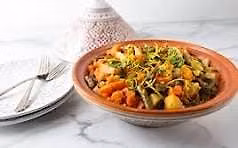 Meatless Monday-Vegetable Tangine, Saffron Couscous & Almond Semolina Cake