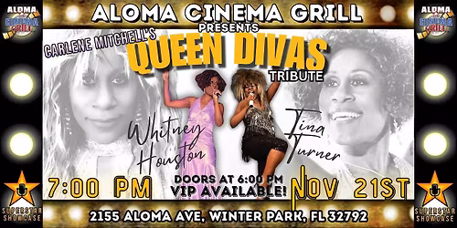 QUEEN DIVAS TRIBUTE: Tina Turner and Whitney Houston at Aloma Cinema Grill