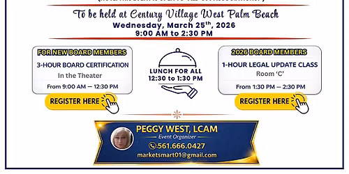 03\/25\/26  "A DAY OF EDUCATION" AT CENTURY VILLAGE WEST PALM BEACH