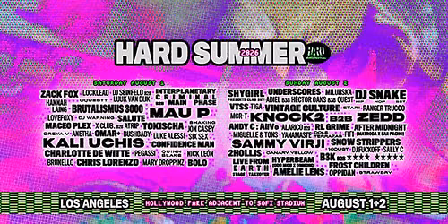 Hard Summer Music Festival: Zedd  Samy Virji  Shygirl & Knock 2 - Sunday