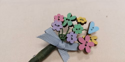 Button Flower Bouquet Brooch
