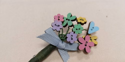 Button Flower Bouquet Brooch