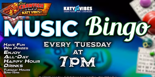 Music Bingo Tuesdays at Katy Vibes!