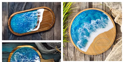 Ocean Resin Wood Charcuterie Board and Lantern Workshop - Personalized Engraving Options!