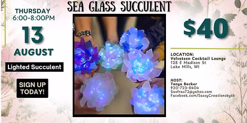 Velveteen Lounge Lighted Sea Glass Succulent