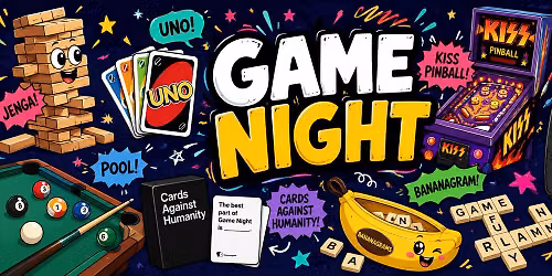 GAME NIGHT - FREE- Pinball - Darts- Jenga- Pool- and more 
