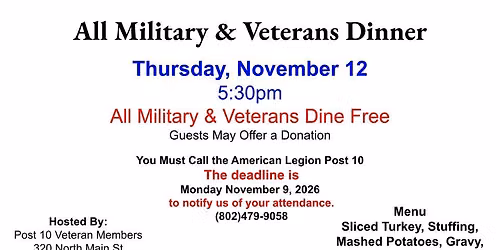 All Military & Veterans Meal