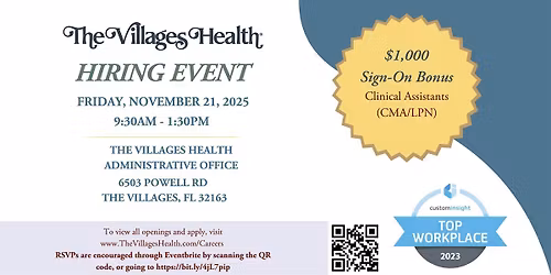The Villages Health Hiring Event - November 21st