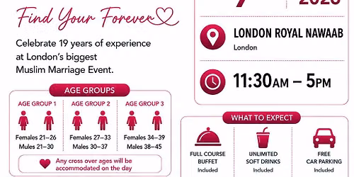 Muslim Marriage Events London - 3 Age Groups | 7th November 2026