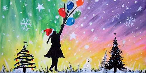 Paint Flying Balloon Girl At Christmas Time, Sale
