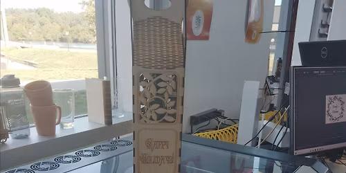 Christmas Laser Cut Wine Bottle  Wooden Gift Box- Great as a present!