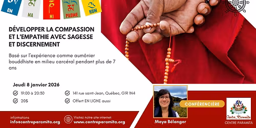 D\u00e9velopper la compassion avec sagesse, l'exp\u00e9rience d'une aum\u00f4nier en prison - QU\u00c9BEC et EN LIGNE