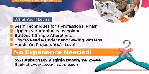 Adult Intro to Sewing Fundamentals (6-week program)