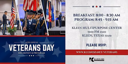 26th Annual Klein ISD Veterans Day Breakfast & Program