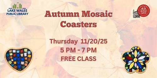 Free Adult Autumn Mosaic Coasters Craft