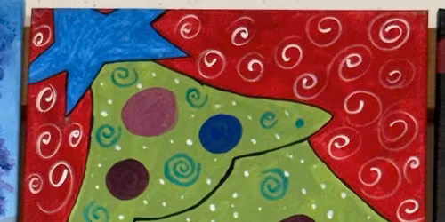 Christmas Tree Acrylic Painting 16x20 - $35