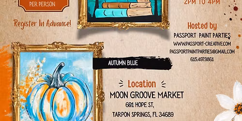 10.18.26 Cat and Moon or Harvest Pumpkin Painting workshop at Moon Grove Market, Tarpon Springs
