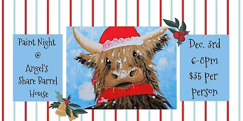 Highland Cow Paint Night at Angel's Share Barrel House
