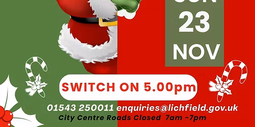 Christmas Light switch on Lichfield 