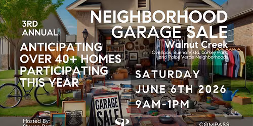 GARAGE SALE WALNUT CREEK - OVER 40+ HOME PARTICIPATING - FREE TO REGISTER YOUR HOME