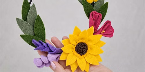 Felt flower wreath making