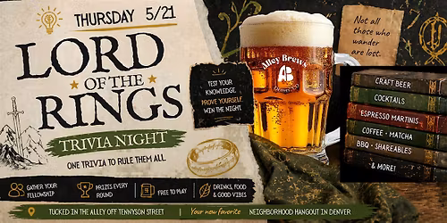 Lord of the Rings Trivia Night in Denver | Tennyson Street Brewery Event
