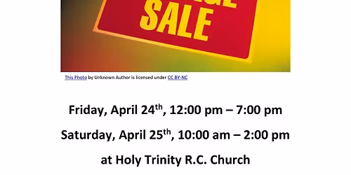HOLY TRINITY PARISH GARAGE & BAKE SALE