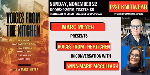 Marc Meyer presents Voices from the Kitchen, with Anna-Marie McCullagh
