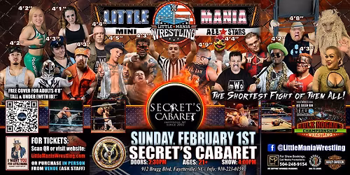 Fayetteville, NC  - Little Mania Mini Wrestling @ Secret's Cabaret