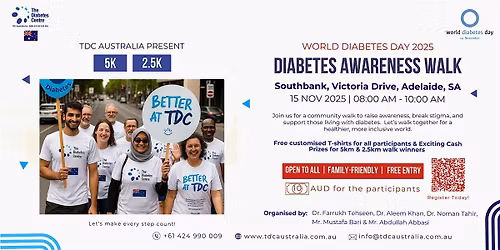 World Diabetes Day Awareness Walk Adelaide 2025