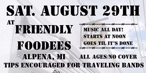 8\/29 DIY all ages show at Friendly Foodees