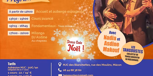 stage mensuel avec Nadia et Asdine, et MILONGA de No\u00ebl