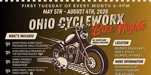 Ohio Cycleworx Bike Night @ The Delphos Eagles