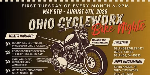 Ohio Cycleworx Bike Night @ The Delphos Eagles