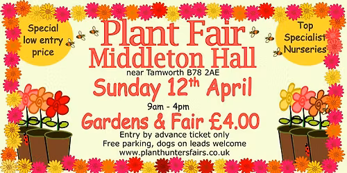 Spring Plant Hunters' Fair at Middleton Hall on Sunday 12th April