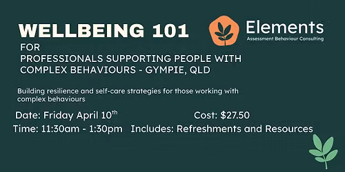 Wellbeing 101 for Professionals Supporting People with Complex Behaviours