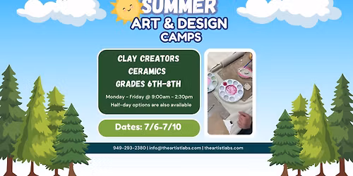 Summer Camp Clay Creators Ceramics (6th-8th)