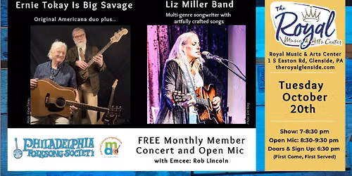 PFS\/M.A.C. FREE Member Concert: Ernie Tokay is Big Savage + Liz Miller Band + Open Mic at The Royal