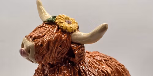 Sculpt & glaze your own Highland cow. Plus tea & cake \u00a345ppp 