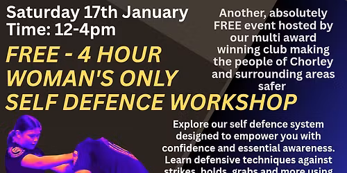 FREE - 4 Hour Woman's Only Self Defence Workshop 