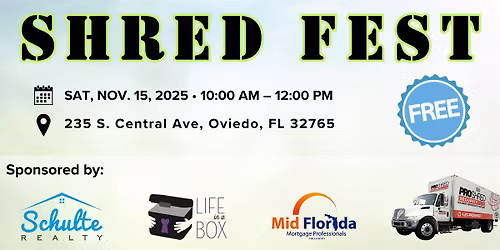 Shred Fest Fall 2025 - Free Community Paper-Shredding Event in Oviedo, FL