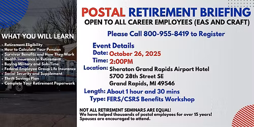 Postal Retirement Seminar Grand Rapids - 10\/26\/25