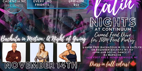 LATIN NIGHTS at Continuum-BACHATA IN MOTION: A NIGHT OF GIVING